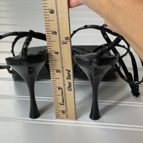 NWOB- BACK UP BLACK PU SQUARE TOE STRAPPY MID HEELS. Size UK 7/ US 9 - Picture 4 of 5